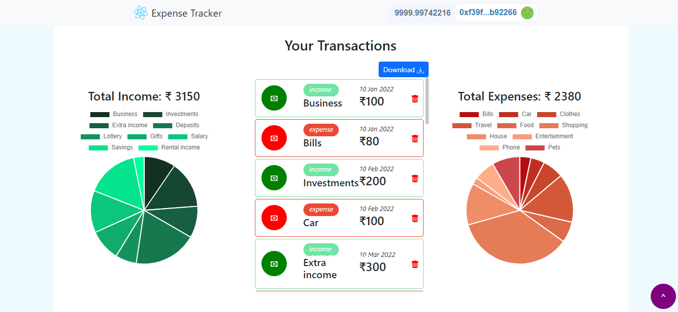Decentralized Expense Tracking WebApp Image